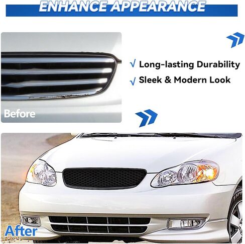 Front Grille Compatible with Toyota Corolla CE LE S XRS 2003 2004 2005 2006 2007 2008 Hood Mesh Grille Upgraded Version ABS Plastic Front Bumper Grill Direct Replacement in Saudi Arabia