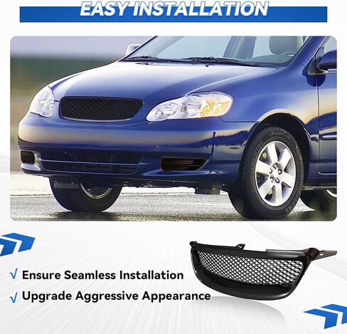 Front Grille Compatible with Toyota Corolla CE LE S XRS 2003 2004 2005 2006 2007 2008 Hood Mesh Grille Upgraded Version ABS Plastic Front Bumper Grill Direct Replacement in Saudi Arabia