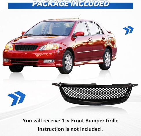Front Grille Compatible with Toyota Corolla CE LE S XRS 2003 2004 2005 2006 2007 2008 Hood Mesh Grille Upgraded Version ABS Plastic Front Bumper Grill Direct Replacement in Saudi Arabia