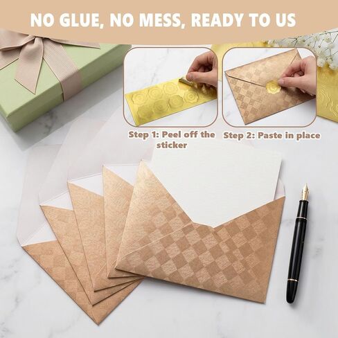 50 Pack A7 Pearl Envelopes with Stickers, 5 x 7 Pearl Glitter Paper with Unique Texture for Invitation, Perfect for Wedding Invitation Cards and Graduation Cards(Pearl Champagne Gold) in Saudi Arabia