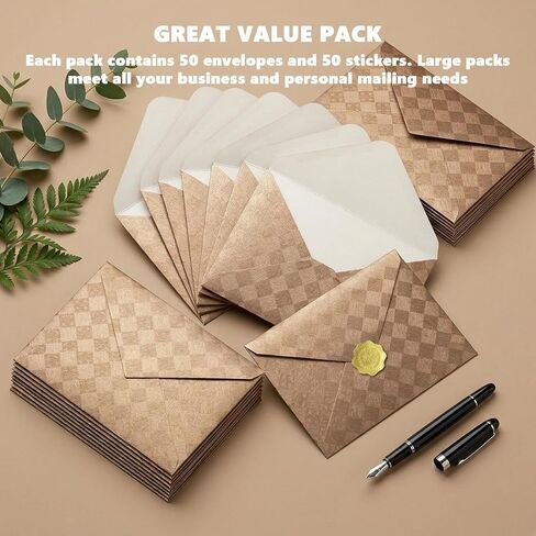 50 Pack A7 Pearl Envelopes with Stickers, 5 x 7 Pearl Glitter Paper with Unique Texture for Invitation, Perfect for Wedding Invitation Cards and Graduation Cards(Pearl Champagne Gold) in Saudi Arabia