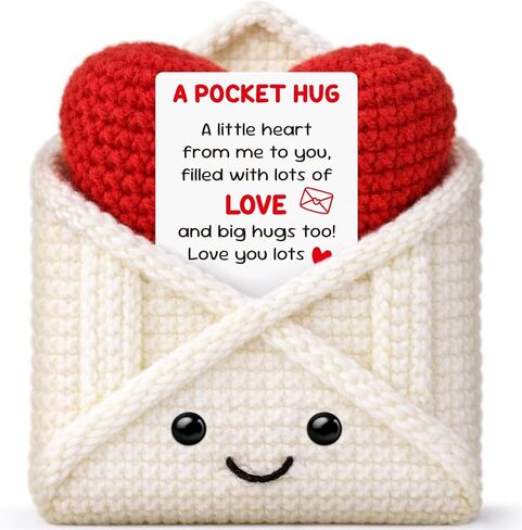 Crochet Pocket Hug Envelope Love Card,I Love You Gift for Her Him Girlfriend Boyfriend,Best Friend Birthday Gifts for Women,Long Distance Relationship Thinking of You Gifts for Friends Couples Besties Missing You in Saudi Arabia
