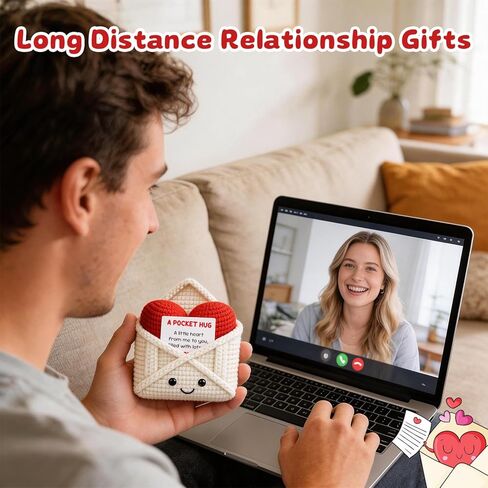 Crochet Pocket Hug Envelope Love Card,I Love You Gift for Her Him Girlfriend Boyfriend,Best Friend Birthday Gifts for Women,Long Distance Relationship Thinking of You Gifts for Friends Couples Besties Missing You in Saudi Arabia