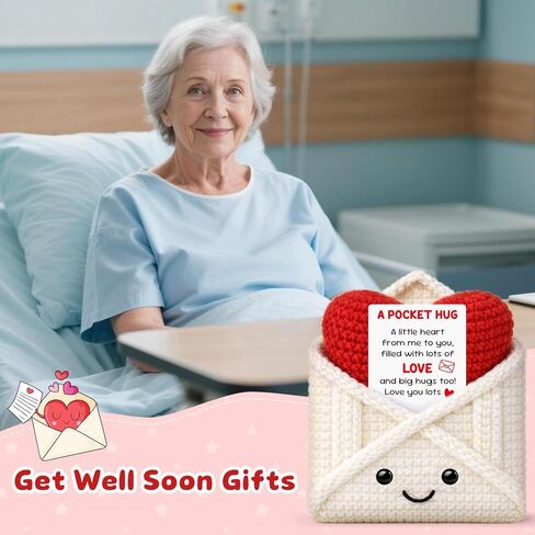 Crochet Pocket Hug Envelope Love Card,I Love You Gift for Her Him Girlfriend Boyfriend,Best Friend Birthday Gifts for Women,Long Distance Relationship Thinking of You Gifts for Friends Couples Besties Missing You in Saudi Arabia
