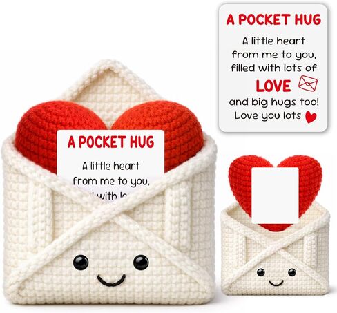 Crochet Pocket Hug Envelope Love Card,I Love You Gift for Her Him Girlfriend Boyfriend,Best Friend Birthday Gifts for Women,Long Distance Relationship Thinking of You Gifts for Friends Couples Besties Missing You in Saudi Arabia
