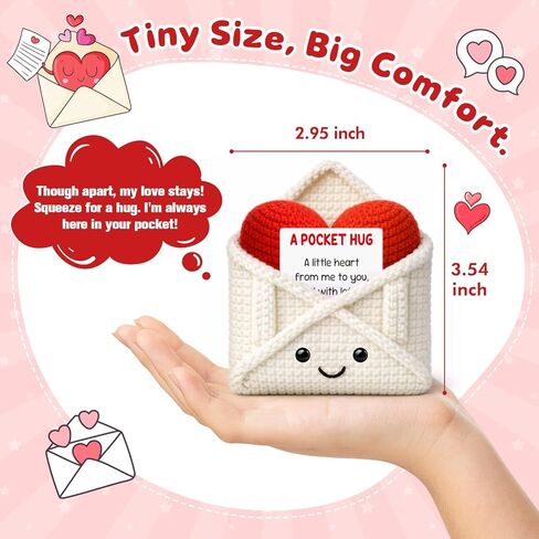 Crochet Pocket Hug Envelope Love Card,I Love You Gift for Her Him Girlfriend Boyfriend,Best Friend Birthday Gifts for Women,Long Distance Relationship Thinking of You Gifts for Friends Couples Besties Missing You in Saudi Arabia