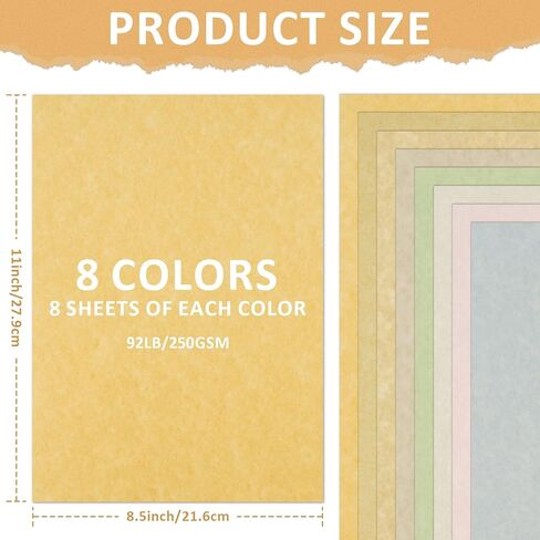64 Sheets Colored Cardstock Paper, 8.5x11 Inch 250GSM Double Sided Card Stock Paper, 8 Morandi Colors Thick Construction Paper, Printer Craft Paper for DIY Journal Scrapbooking Card Making in Saudi Arabia