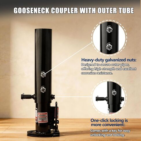 Heavy Duty Gooseneck Trailer Coupler,Fifth Wheel Hitch Adapter with 2-5/16 gooseneck Ball, 8" Vertical Adjustment Range,Round Tube,Heavy-Duty Gooseneck Hitch with Load Pin-30,000 LBS in Saudi Arabia