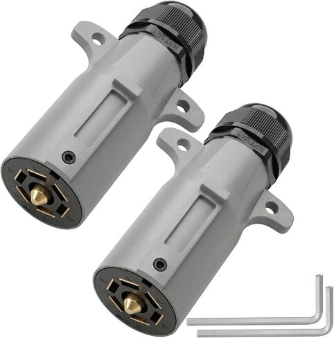 7 Pin Trailer Plug IP68 Waterproof 7 Way RV‑Style Connector Heavy‑Duty Trailer Wiring Adapter 2PCS in Saudi Arabia