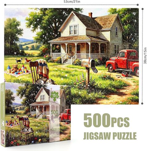 500 Piece Puzzles for Adults – Dreamy Country Afternoon, 500 Piece Puzzle with Numbers on Back, Challenging Family Game Gifts, Home Decor Gift, 21 x 15 in in Saudi Arabia