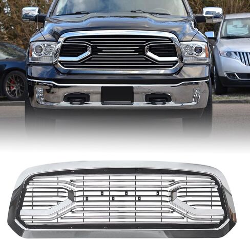 Replacement Front Grille Compatible with 2013-2018 Ram 1500 & 2019-2023 Ram 1500 CLASSIC Models, Big Horn Style Grill Horizontal ABS Front Grille with Letters, Chrome in Saudi Arabia