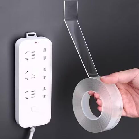 Double Sided Nano Tape Reusable Waterproof Heat Resistant Transparent Adhesive Strip for Wall Mounting Home Decoration Bathroom, 1Roll in Kuwait