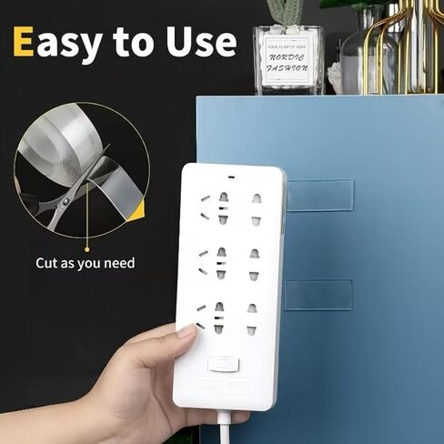 Double Sided Nano Tape Reusable Waterproof Heat Resistant Transparent Adhesive Strip for Wall Mounting Home Decoration Bathroom, 1Roll in Kuwait
