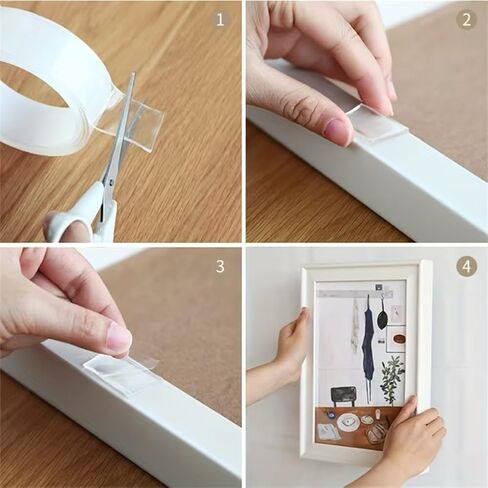 Double Sided Nano Tape Reusable Waterproof Heat Resistant Transparent Adhesive Strip for Wall Mounting Home Decoration Bathroom, 1Roll in Kuwait