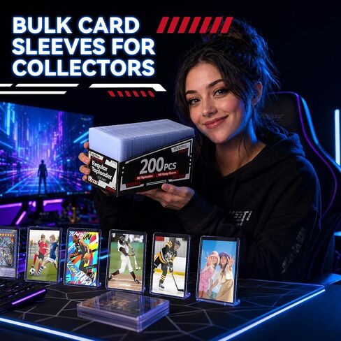 200 Card Sleeves Hard Plastic, 3"X 4" Top Loaders Card Protectors for Trading Sports Baseball Football Game Cards (100 Toploaders +100 Penny Sleeves) in Kuwait