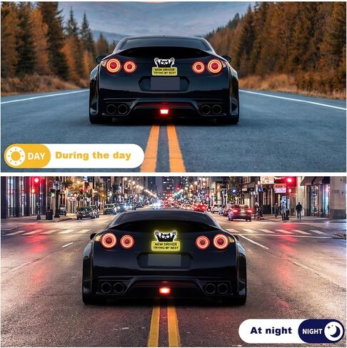 Tallew 3 Pcs Black Cat New Driver Car Magnets – Funny Please Be Patient Student Driver Magnet Signs, Reflective Safety Warning Magnets for New Car Drivers, Durable & Weatherproof Auto Accessories in Kuwait