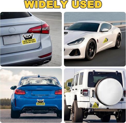 Tallew 3 Pcs Black Cat New Driver Car Magnets – Funny Please Be Patient Student Driver Magnet Signs, Reflective Safety Warning Magnets for New Car Drivers, Durable & Weatherproof Auto Accessories in Kuwait