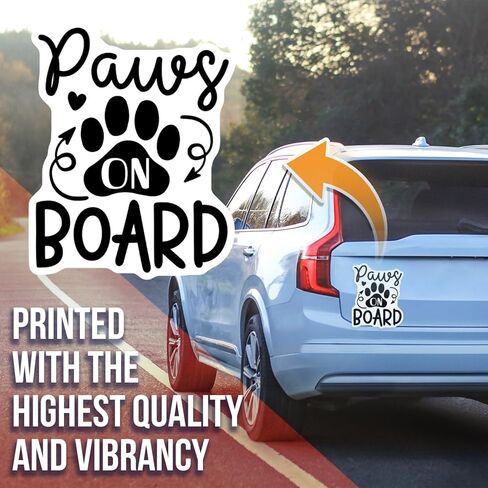 Paws On Board Car Magnet - Cute Pet Paw Print Decal - Funny Dog Car Accessory - Paw Print Vehicle Magnet - Dog Lover's Car Magnet Decorative Magnet AAMT1016 in Kuwait