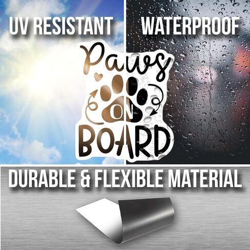 Paws On Board Car Magnet - Cute Pet Paw Print Decal - Funny Dog Car Accessory - Paw Print Vehicle Magnet - Dog Lover's Car Magnet Decorative Magnet AAMT1016 in Kuwait