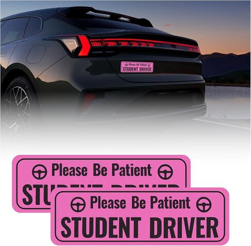 2PCS Student Driver Magnet for Car with Reflectivity,Reusable Student Driver Sticker Magnet for Car Used to Alert Other Drivers,Water-Resistant Students Drivers Sticker for Cars Magnets in Kuwait