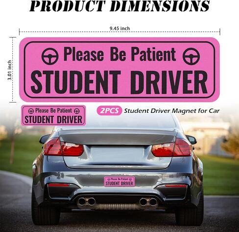 2PCS Student Driver Magnet for Car with Reflectivity,Reusable Student Driver Sticker Magnet for Car Used to Alert Other Drivers,Water-Resistant Students Drivers Sticker for Cars Magnets in Kuwait