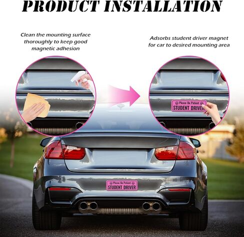 2PCS Student Driver Magnet for Car with Reflectivity,Reusable Student Driver Sticker Magnet for Car Used to Alert Other Drivers,Water-Resistant Students Drivers Sticker for Cars Magnets in Kuwait