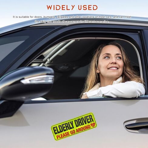 2 PCS Elderly Driver Car Magnet, 6"×4" Reflective Senior Driver Magnets Safety Warning Signs, Reusable Elderly Drivers Please Go Around Magnetic Sticker for Car Hood Bumper Tailgate (Style B) in Kuwait