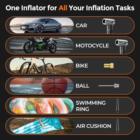 160PSI Tire Inflator Portable Air Compressor, 6000mAh Portable Tire Inflator for Car Portable Air Pump with Tire Gauge Pressure & LED Light Air Pump for Car Tires Cordless Bike Pump for Car in Saudi Arabia