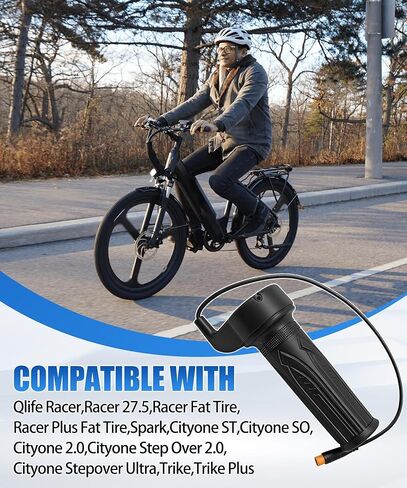 Full Twist Throttle Grip for Qlife Racer/Racer 27.5/Racer Fat Tire/Spark/Cityone ST/SO/2.0/Trike, Waterproof E-Bike Throttle Handle Controller, Easy Install in Saudi Arabia