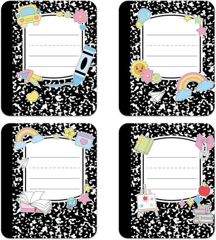 36Pcs Composition Book Desk Name Tags 6x7 Inch Adhesive Composition Nameplates for Locker Adhesive Name Tags Stickers for Preschool Kindergarten Elementary Classroom Back to School Teacher Supplies in Kuwait