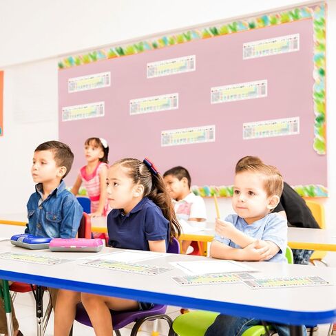 24 Pcs Self Adhesive Name Tags Students Desks Name Plates Multipurpose Manuscript Nameplate with Multiplication Fractions Alphabet Left/Right Place Value for Back to School Supplies 14 x 4Inch(Pastel) in Kuwait