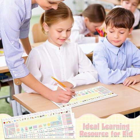 24 Pcs Self Adhesive Name Tags Students Desks Name Plates Multipurpose Manuscript Nameplate with Multiplication Fractions Alphabet Left/Right Place Value for Back to School Supplies 14 x 4Inch(Pastel) in Kuwait