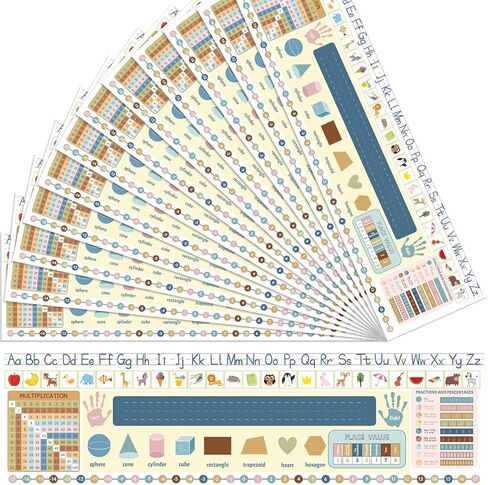 24 Pcs Self Adhesive Name Tags Students Desks Name Plates Multipurpose Manuscript Nameplate with Multiplication Fractions Alphabet Left/Right Place Value for Back to School Supplies 14 x 4Inch(Pastel) in Kuwait