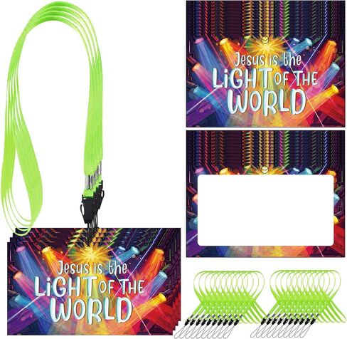 ReliThick 50 Sets VBS 2026 Name Tags with Lanyard 2 x 3 Inches Illumination Themed Name Badges Christian Bible Label for Church Vacation Bible School Summer Camp and Group Activities in Kuwait