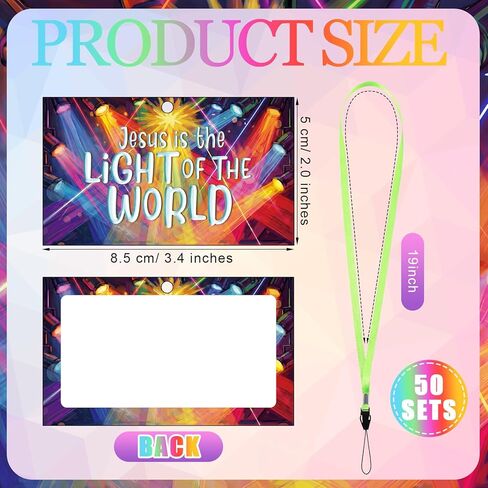 ReliThick 50 Sets VBS 2026 Name Tags with Lanyard 2 x 3 Inches Illumination Themed Name Badges Christian Bible Label for Church Vacation Bible School Summer Camp and Group Activities in Kuwait