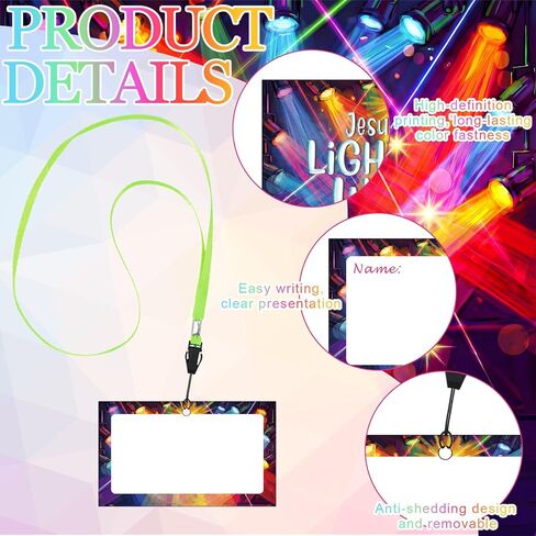ReliThick 50 Sets VBS 2026 Name Tags with Lanyard 2 x 3 Inches Illumination Themed Name Badges Christian Bible Label for Church Vacation Bible School Summer Camp and Group Activities in Kuwait
