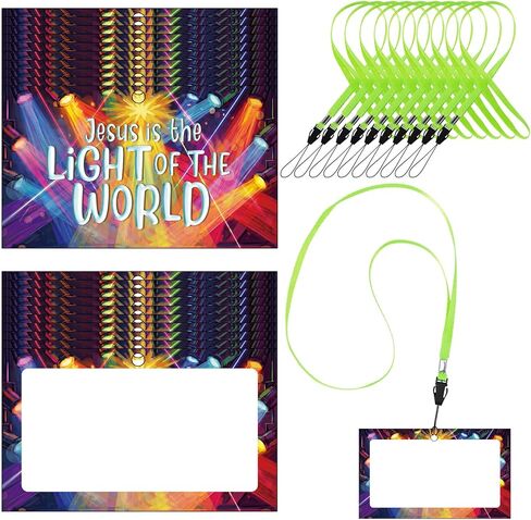 ReliThick 50 Sets VBS 2026 Name Tags with Lanyard 2 x 3 Inches Illumination Themed Name Badges Christian Bible Label for Church Vacation Bible School Summer Camp and Group Activities in Kuwait