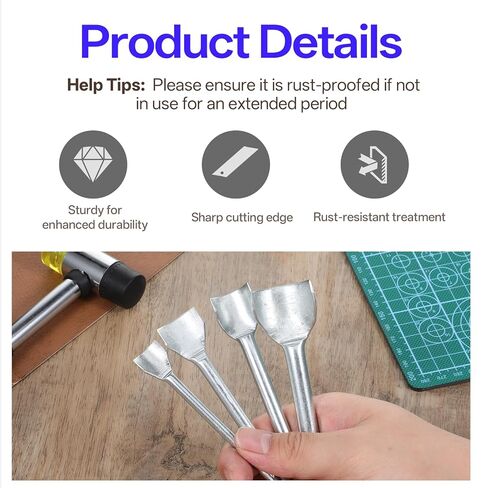 14 Size Leather Corner Punch Set, Half-Round/Quarter-Round Punches with Rubber Hammer Arc-Shaped Leather Edge Cutter Punch for DIY Wallet, Strap, Belt (10-40mm) in Saudi Arabia