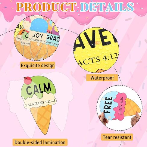 Summer Christian Bulletin Board Decorations Set Bible Verse Inspirational Jesus Classroom Decoration Summer Ice Cream Religious Paper Cutouts for Sunday School Church VBS Home Chalkboard Wall Decor in Kuwait