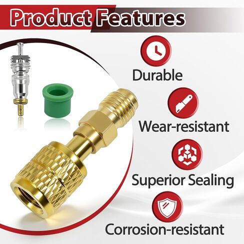 4 Sets A2L R32 R454B Refrigerant Adapter, 1/4" SAE Female to Male Reverse Thread Brass Straight Connector in Saudi Arabia