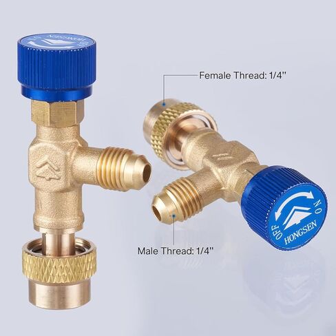 Elitech صمام الأمان صمام شحن المبردات النحاس صمام الأمان السائل ل R134a R22 R407 R404 1/4in Male1/4in أنثى مكيف الهواء المنوع in Kuwait