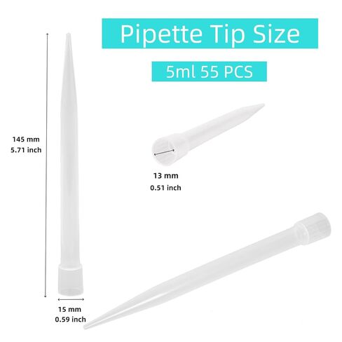 Pipette Tips 10ml 55 PCS, Laboratory Universal Plastic Liquid Pipettor Tips, Transparent, Autoclavable for Lab School Home 10mL (55PCS) in Saudi Arabia