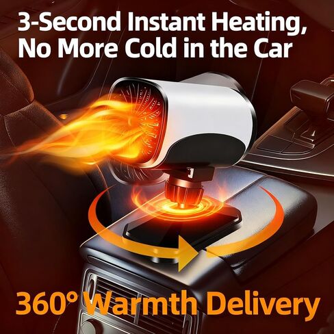 12V/24V Car Windshield Defroster & Heater, Compact Heating Cooling Fan for Quick Defogging, Adhesive Mount for Trucks & Vehicles in Kuwait