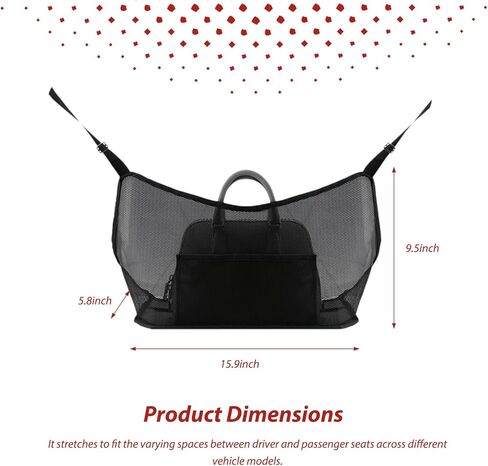 Car Net Pocket Handbag Holder, Large Capacity Auto Netting Pouch Purse Holder Between Two Seats, Universal Driver Storage Mesh Pocket Seat Back Barrier for Most Vehicles (Black) in Saudi Arabia