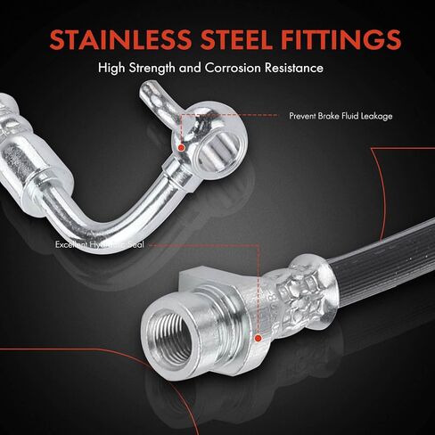A-Premium Front Driver Brake Hydraulic Hose Compatible with Select Hyundai Models - Genesis 2009 2008 2010 2011 3.8L - Replace# 587323M100, 587313M100 in Kuwait