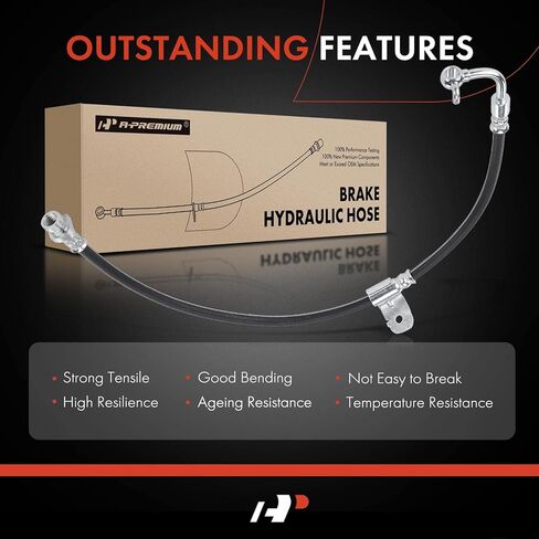 A-Premium Front Driver Brake Hydraulic Hose Compatible with Select Hyundai Models - Genesis 2009 2008 2010 2011 3.8L - Replace# 587323M100, 587313M100 in Kuwait