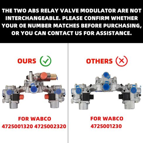 Boomotor Rear ABS Relay Valve Modulator Package Compatible with Wabco Replace# 4725001320 4725002320 in Kuwait