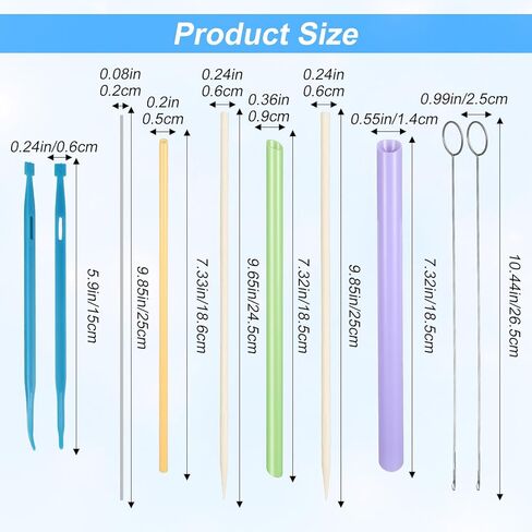 10PCS Tube Turner Sewing Tool Set, Point Loop Turner Needle Threader for Sewing Drawstring DIY Crafting, Multifunctional Fabric Turning Essentials & Must Haves in Kuwait