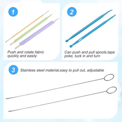 10PCS Tube Turner Sewing Tool Set, Point Loop Turner Needle Threader for Sewing Drawstring DIY Crafting, Multifunctional Fabric Turning Essentials & Must Haves in Kuwait