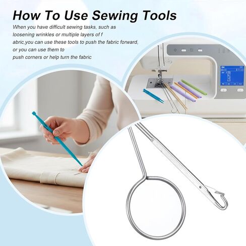 10PCS Tube Turner Sewing Tool Set, Point Loop Turner Needle Threader for Sewing Drawstring DIY Crafting, Multifunctional Fabric Turning Essentials & Must Haves in Kuwait